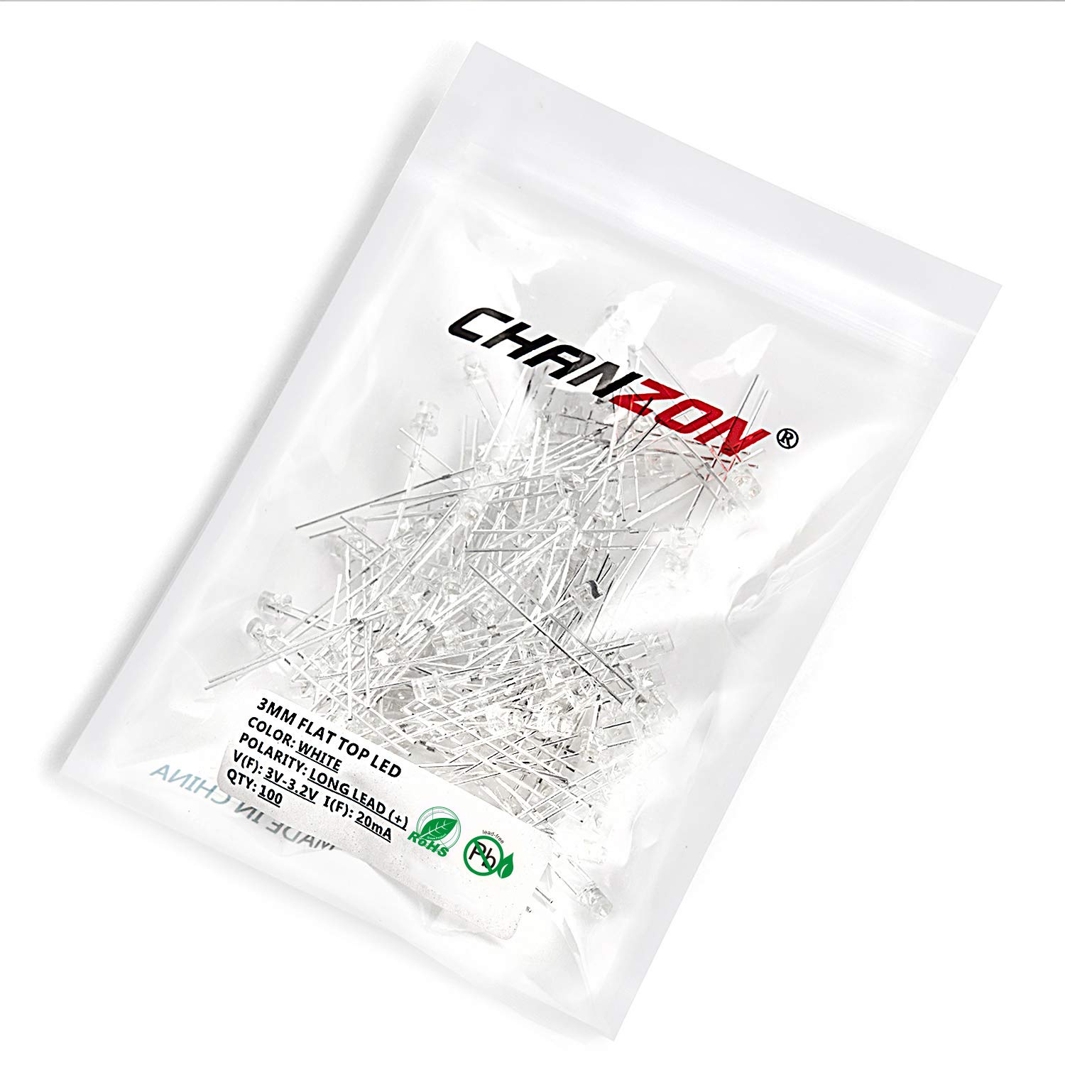 Amazon.com: Chanzon 100 pcs 3mm White LED Diode Lights (Clear Flat